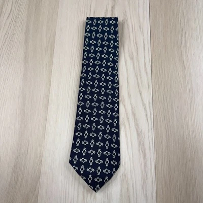 Gitman Bros 男式海军蓝学院风马咬手工制作丝绸领带均码 — 第 1/4 张图片