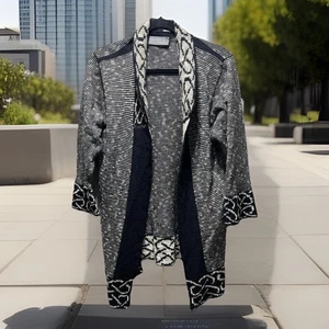 Bill Baber Handmade Scotland Woll Strickjacke Damen L (?) Open Front Boho Herbst Goth - Bild 1 von 16