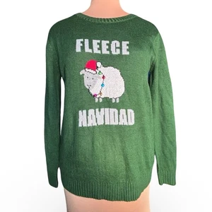 Suéter de Navidad Tejido Oveja Verde Polar Navidad Amor por Diseño Grande Vacaciones - Imagen 1 de 8
