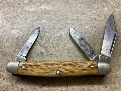 Vintage Ulster 3 Blade " Stockman " Pocketknife w/ Jigged Bone Handles - Image 1 of 4