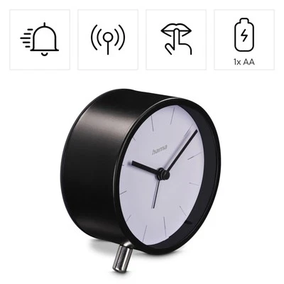 Hama Funkwecker Wecker Funkuhr DCF Uhr ohne Ticken Analog Digital Snooze Schwarz - Bild 1 von 4