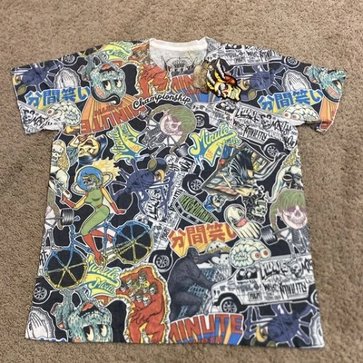 New Minute Mirth Skull, Horror, Monster Graphic T-Shirt, Double Sided, Size L - Image 1 of 4