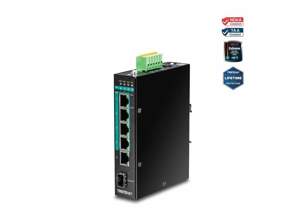 TRENDnet 6-Port Hardened Industrial Gigabit Poe+ Layer 2 Managed DIN-Rail - Image 1 of 4