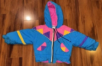 Vintage Weather Tamer 80s Toddler Jacket Sz 3T Hooded Nylon Colorblock Ski Coat - Image 1 of 4