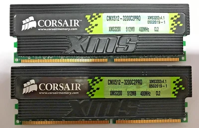 Corsair XMS Pro Series 1GB (2x512MB) DDR1 CMX512-3200C2PRO 400MHz v4.2 #R2673 - Bild 1 von 3