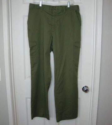 Vintage Boy Scouts of America Uniform Pants 36 x 30 Snap Pockets Khaki Green BSA - Image 1 of 4