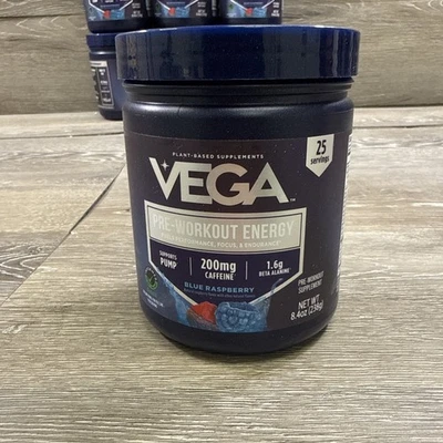 Vega Pre-Entrenamiento Energía Polvo 25 Srvg | 200 mg Cafeína Citrulina | Vegano GF Foto 1 de 3