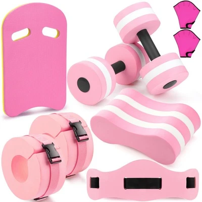 Juego de 8 piezas de aeróbicos acuáticos que incluye mancuernas de espuma de ejercicio cinturón de natación acuático... Foto 1 de 4