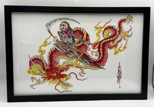Tim Lehi Dragon Grim Reaper Hand Painted Officially Stamped Artwork - Picture 1 of 11