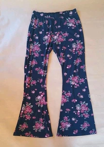 Charlotte Russe Flared Floral Print Stretchy Leggings Damen XL Dark Romance - Bild 1 von 12