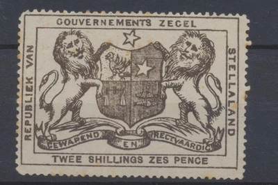 Estampillas de ingresos de Stellaland (Bechuanalandia) 1884 2/6 púrpura sin JPM opt bisagras como nuevas Foto 1 de 2