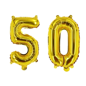 Number Fifty Gold Balloon, 32" Mylar, 50th Birthday Party Decoration Balloon - Picture 1 of 1