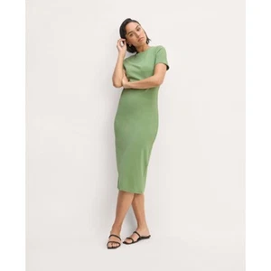 Everlane The Form Kleid in Jadegrün Midi T-Shirt Kleid Kurzarm Neu mit Etikett L - Bild 1 von 6