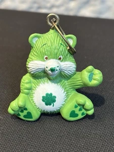 VTG Good Luck Care Bear Green 4 Leaf Clover PVC Figure Backpack Purse Charm READ - Picture 1 of 12