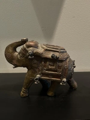 Estatua de elefante indio asiático decoración vintage de mesa animal escultura arte recuerdo Foto 1 de 4