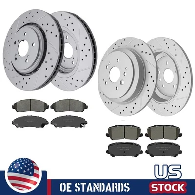 Pastillas de freno de cerámica rotores de disco perforados delanteros traseros para Acura MDX 2014 2015 2016 Foto 1 de 4