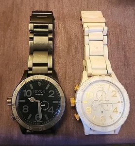 NIXON THE 51-30 Tide Watch White/Gold & Gunmetal- 2 Watches / Needs Batteries - Picture 1 of 16