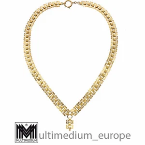 Historismus Doublé Halskette in Rotgold vergoldet Collier Uhrenkette - Bild 1 von 3
