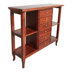Solid Mahogany Wood 5 Drawers Hall Table French Antique Reproduction Style - Picture 1 of 2