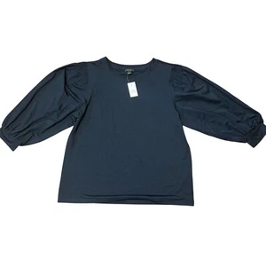 Ann Taylor Pullover Blouse 3/4 Sleeve Navy Blue Professional Career Top Sz S NEW - Picture 1 of 7