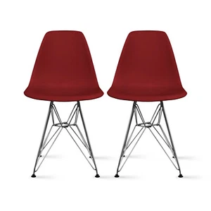 Set of 2 Modern Eiffel Wire Base Shell Designer Assemble Plastic Chair Armless - Picture 1 of 54