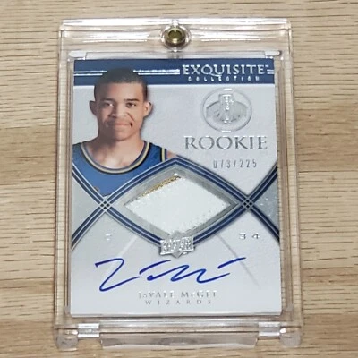 2008-09 UD Exquisite JaVale McGEE #71 Rookie 2 parches RC Auto Wizards 073/225 Foto 1 de 4