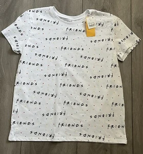 Friends TV Show T-Shirt Womens Small Logo All Over Print Short Sleeve NWT - Picture 1 of 4