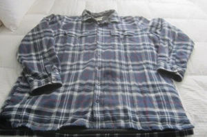 Preowned Men's Size XXL Tall L.L. Bean Fleece Lined Blue Plaid Flannel Shirt - Picture 1 of 6