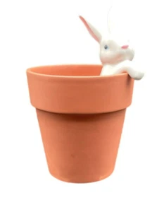 Department 56 White Bunny Rabbit Planter Terra Cotta Glaze - Picture 1 of 8