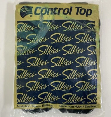 Vintage Silkies Control Top Jet Black Extra Tall Pantyhose 748  -  46-48 Schwarz - Image 1 of 4