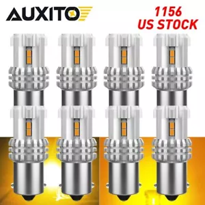 8pcs 1156 BA15S P21W LED Brake Reverse Light Turn Signal Parking Bulbs Amber EON - Picture 1 of 12