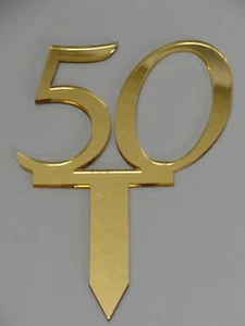 50 aniversario de boda de oro monograma de acrílico tapa de pastel hecha en ee. uu. - Imagen 1 de 4
