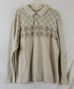 Haggar Men's Tan Argyle Long Sleeve Polo Size XXL - Picture 1 of 4