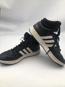 Adidas Hoops 3.0 Mid Men's Sneakers Comfort Casual High Top Shoes Black White - Picture 1 of 8