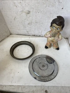 6.5" Round CHROME Steel Air Cleaner No Filter Housing Lid Top Bottom Some Pittin - Picture 1 of 24