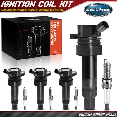4x Bobina de encendido y 4x Kit de bujías de iridio para Kia Forte Koup Forte5 Hyundai Foto 1 de 4