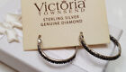 Victoria Townsend 0.25CT GENUINE BLACK DIAMOND 925 STERLING SILVER HOOP EARRINGS