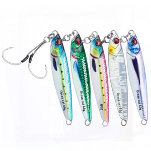 OCEAN CAT Slow Pitch Fall Metal Lead Glow Jigs Jigging Fishing Lures 60g 80g - Picture 1 of 14