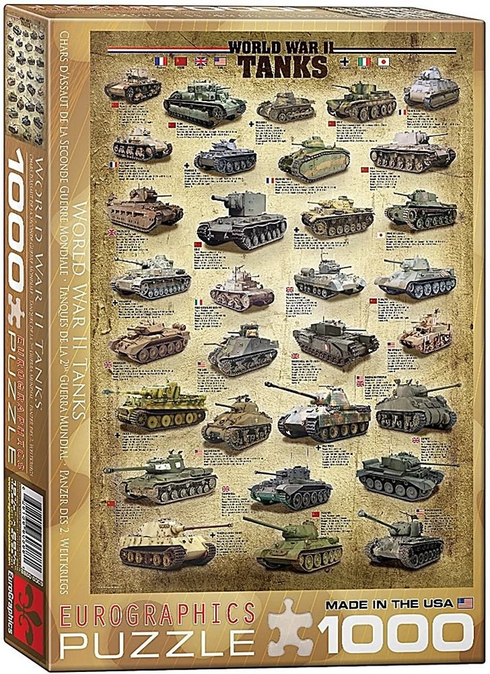 World War 2 Tanks 1000 piece jigsaw puzzle 680mm x 490mm by Eurographics - Image 1 of 1