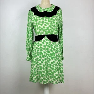 Ted Baker Minikleid Blumenmuster grün Peter Pan Kragen Spitze Cut Out Gr. 4 UK 12 - Bild 1 von 21