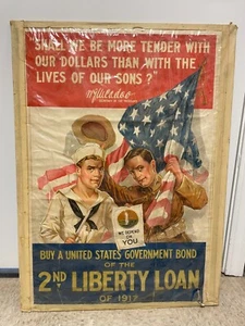 1917 World War One American Poster - Shall We Be More Tender w/Dollars? Liberty - Picture 1 of 10