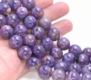"Cuentas sueltas redondas redondas de 8" de piedra preciosa charoita grado aaa" - Imagen 1 de 4