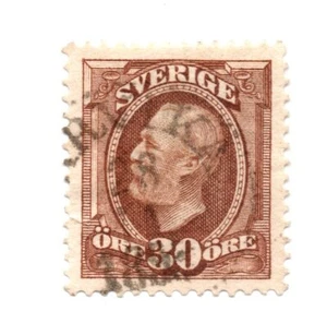 Suecia 1891-1903 Rey Oscar II 30ore MC: 47 Marrón Usado Estampilla Ligeramente con Bisagras - Imagen 1 de 1