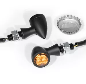 Mini-Blinker Micro Bullet LED Set schwarz getönt Alu ECE Chopper Bobber Custom - Bild 1 von 6