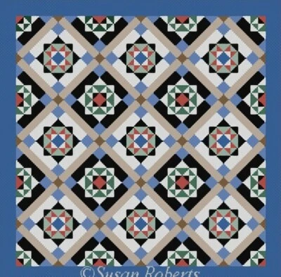 Needlepoint Handpainted Susan Roberts Queens Courtyard Quilt 14x14 - Image 1 of 4