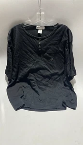 DRESSBARN Black Button V-Neck Top 1/4 Button 3/4 Sleeve Size 3X T-Shirt - Picture 1 of 3