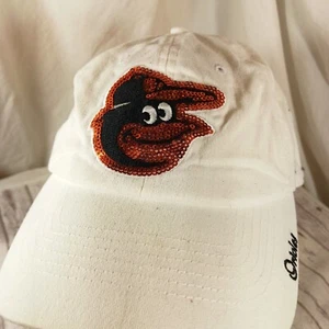 Baltimore Orioles MLB '47 weiße Baseballmütze schwarz orange Pailletten Vogel Damen Einheitsgröße - Bild 1 von 11