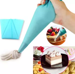 Silicone Piping Bag Blue Reusable Icing Cream Pastry Cake Decor Tool DIY Craft - Picture 1 of 3