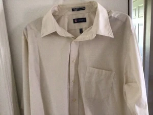 Ralph Lauren Chaps Cream White Men’s Button Down Shirt Preppy Size Large 34/35 - Picture 1 of 12