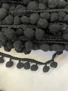Per yard black fringe pom pom trim 1 3/4” - Picture 1 of 1